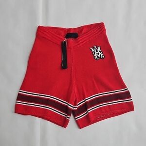 NWT$350 AMIRI MA Stripe Cotton Knit Red Logo Shorts Size 12Y